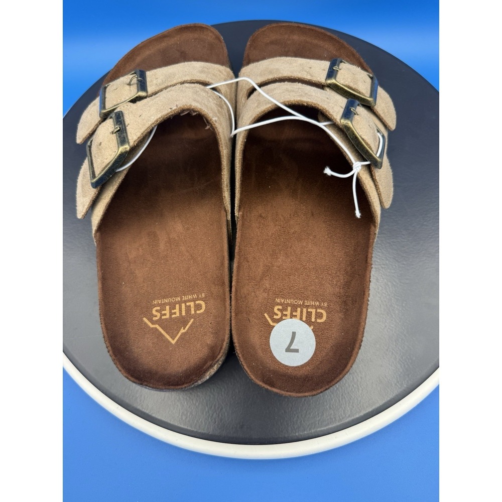 Cliffs by White Mountain Mens 7 Womens Size 8.5M Tan Two Strap Slip On Sandals - Picture 7 of 10